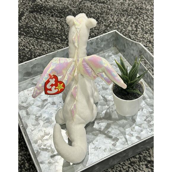 Ty Beanie Baby “MAGIC” the White Shimmery Dragon Plush Stuffed Animal Toy - Picture 2 of 2